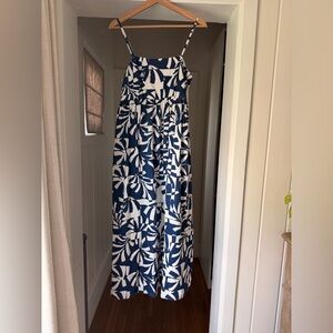 Japna Navy & White Printed Maxi dress 100% cotton